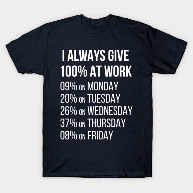 I Always GIve 100% At Work T-Shirt by n23tees